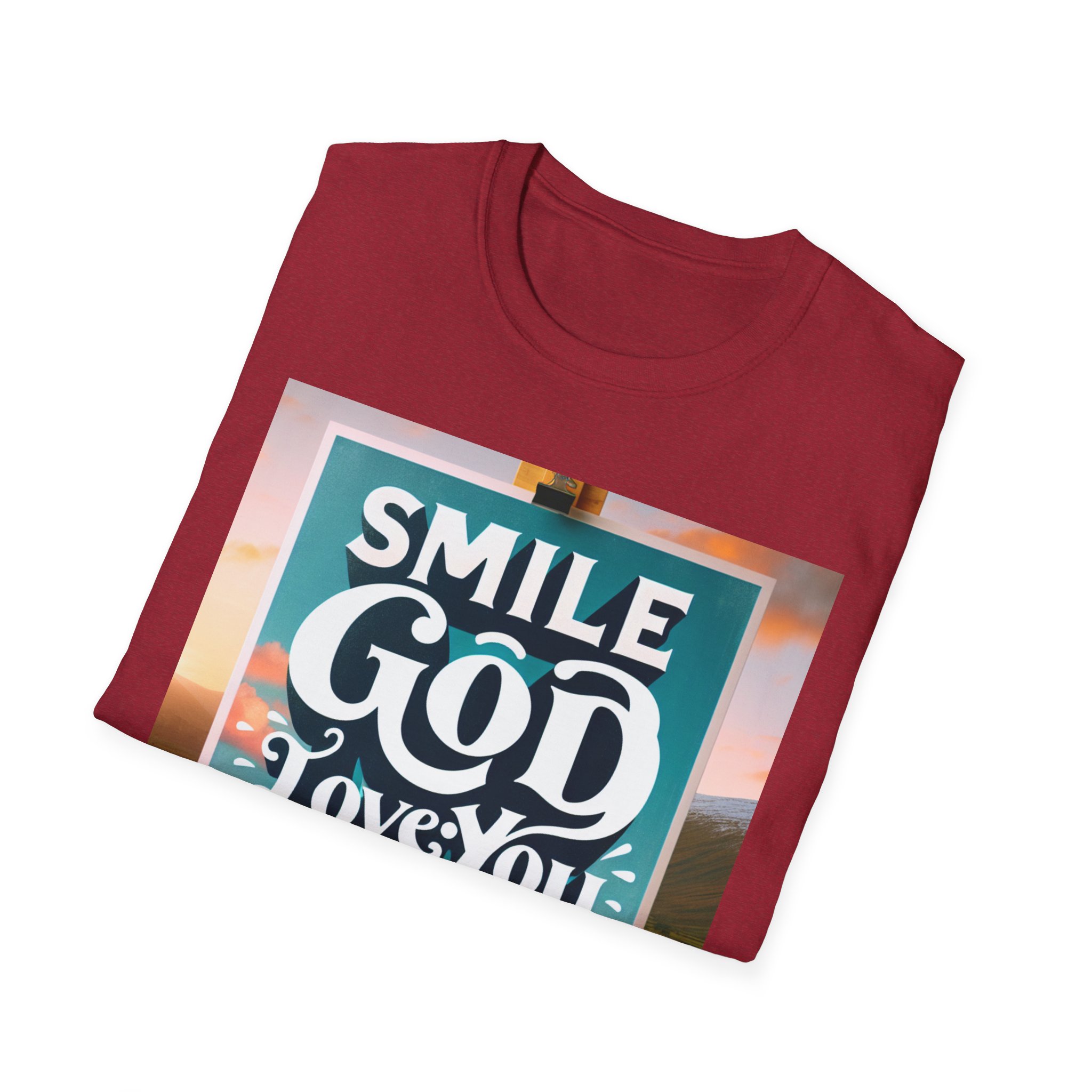 Smile - God Loves You Unisex Softstyle T-Shirt - Image 12