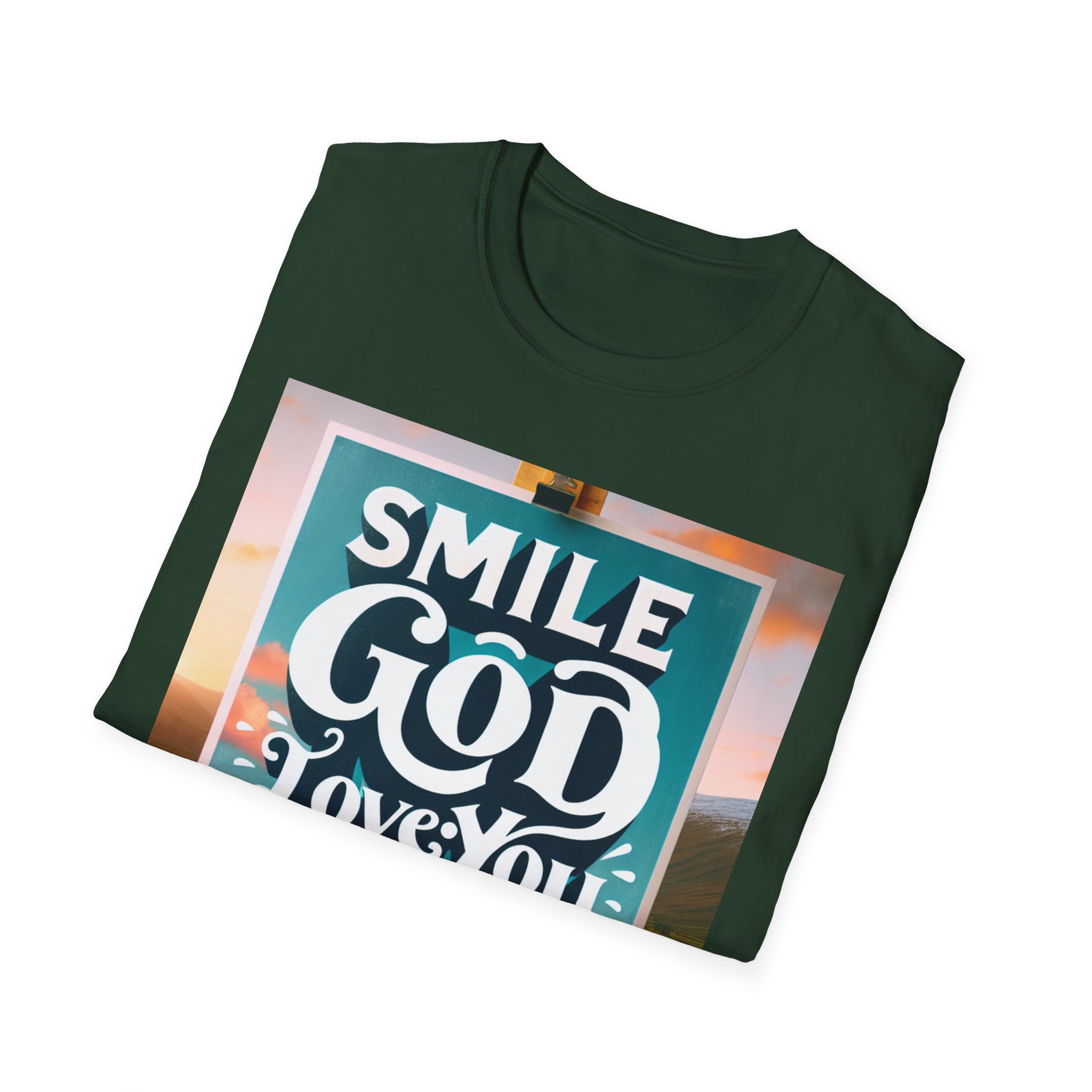 Smile - God Loves You Unisex Softstyle T-Shirt - Image 4