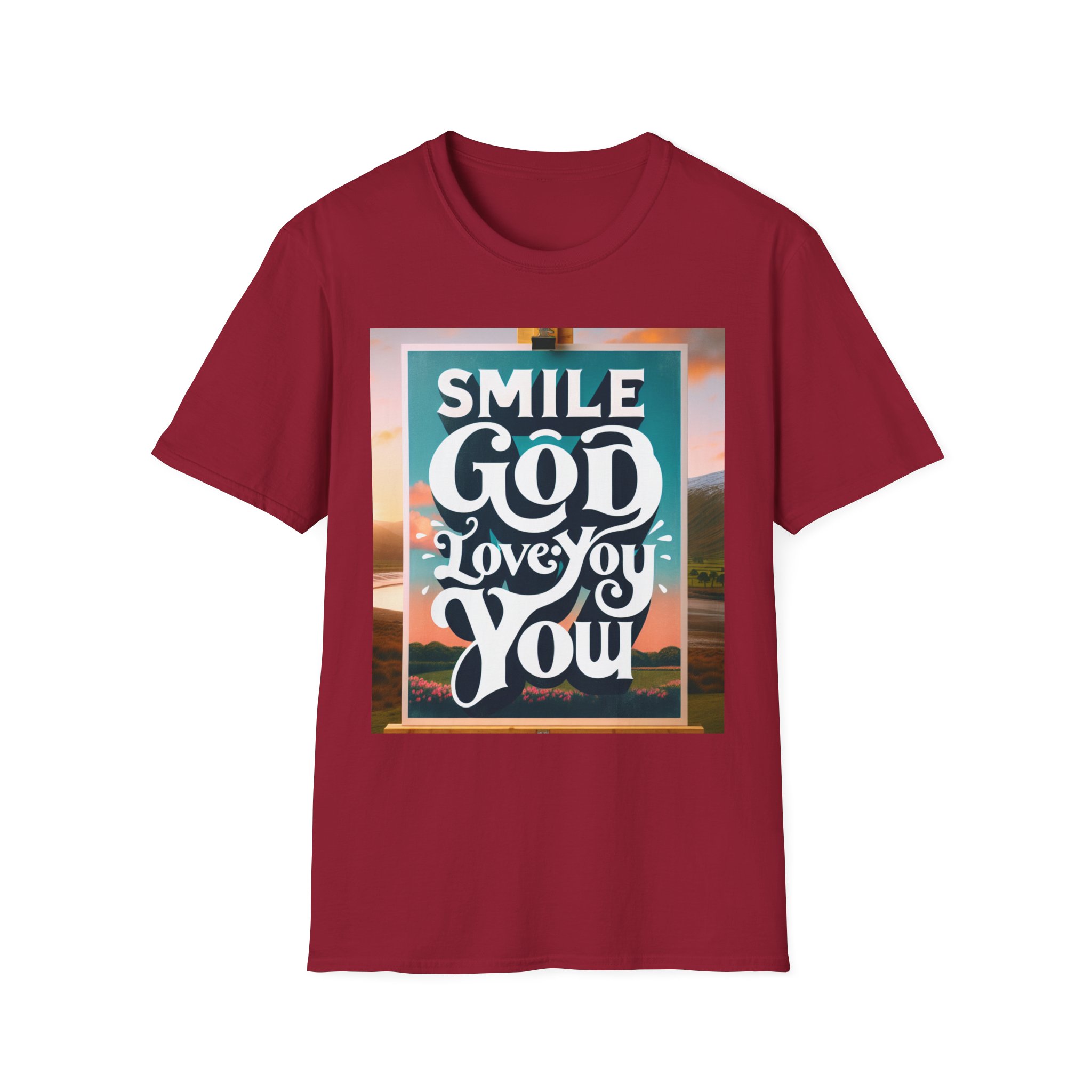 Smile - God Loves You Unisex Softstyle T-Shirt - Image 13
