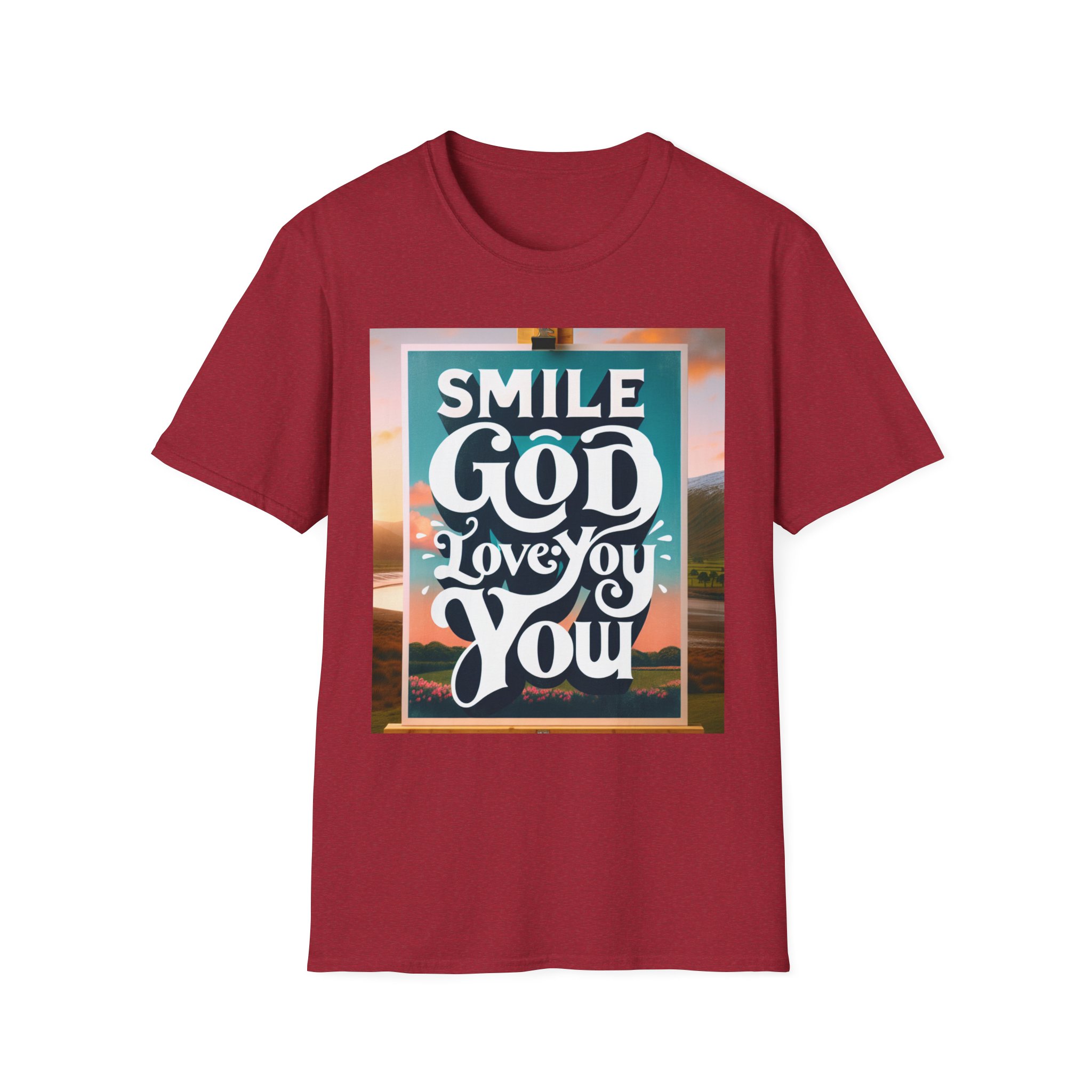 Smile - God Loves You Unisex Softstyle T-Shirt - Image 9