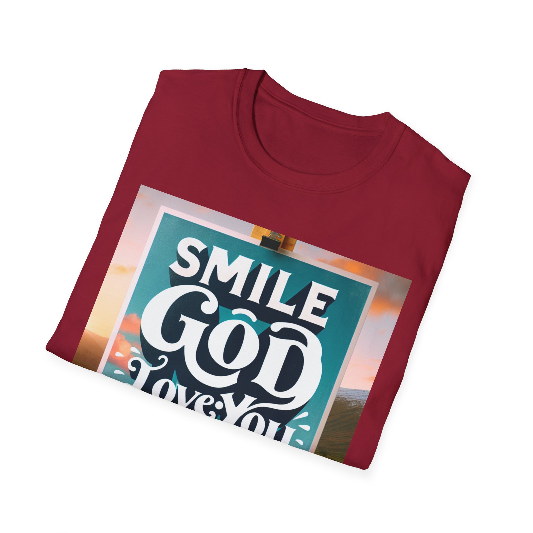 Smile - God Loves You Unisex Softstyle T-Shirt - Image 16